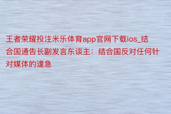 王者荣耀投注米乐体育app官网下载ios_结合国通告长副发言东谈主：结合国反对任何针对媒体的遑急