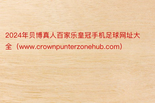 2024年贝博真人百家乐皇冠手机足球网址大全（www.crownpunterzonehub.com）