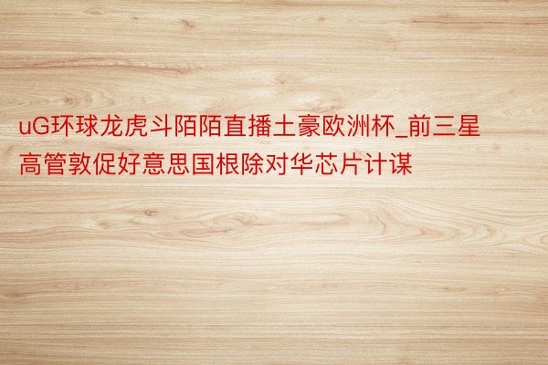uG环球龙虎斗陌陌直播土豪欧洲杯_前三星高管敦促好意思国根除对华芯片计谋