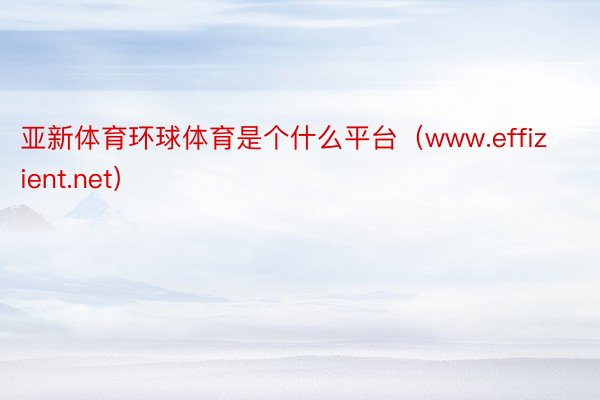 亚新体育环球体育是个什么平台（www.effizient.net）