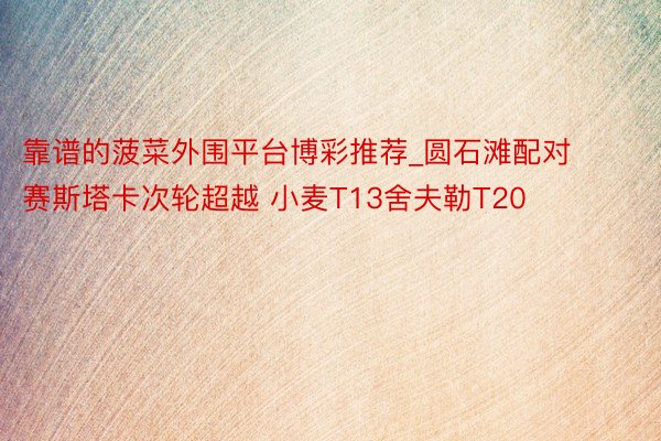 靠谱的菠菜外围平台博彩推荐_圆石滩配对赛斯塔卡次轮超越 小麦T13舍夫勒T20